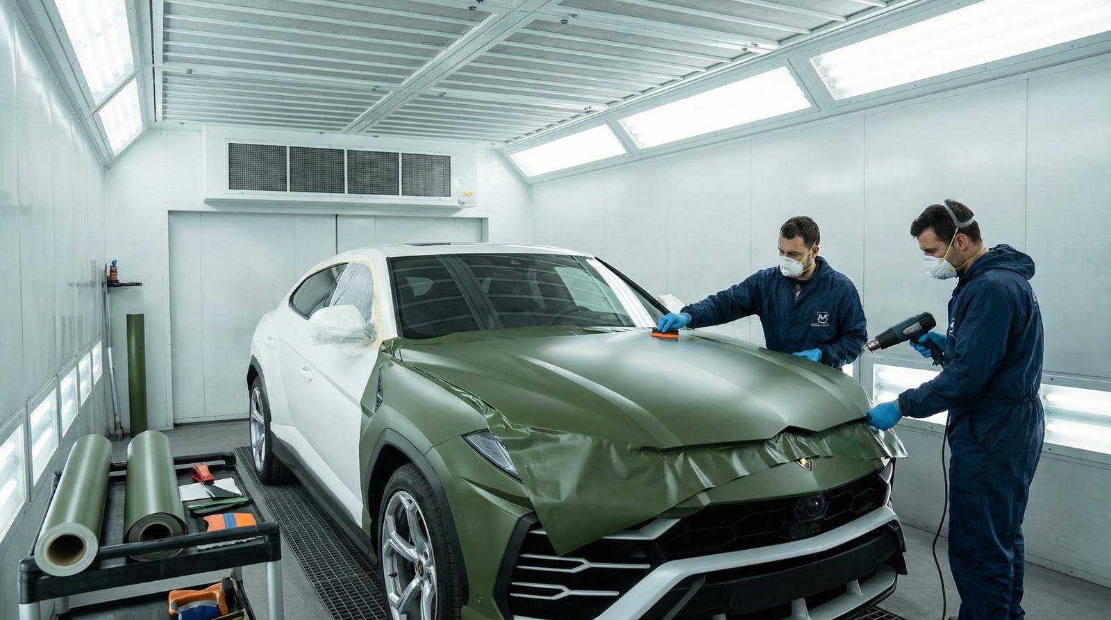 国产主播改装视频-军绿色车身贴膜