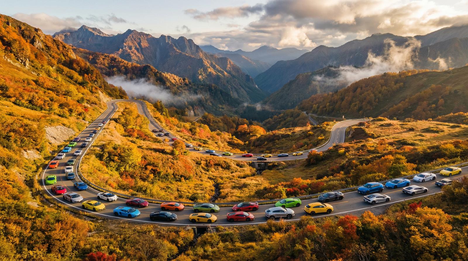 国产主播跑车视频-超跑车队山路巡游